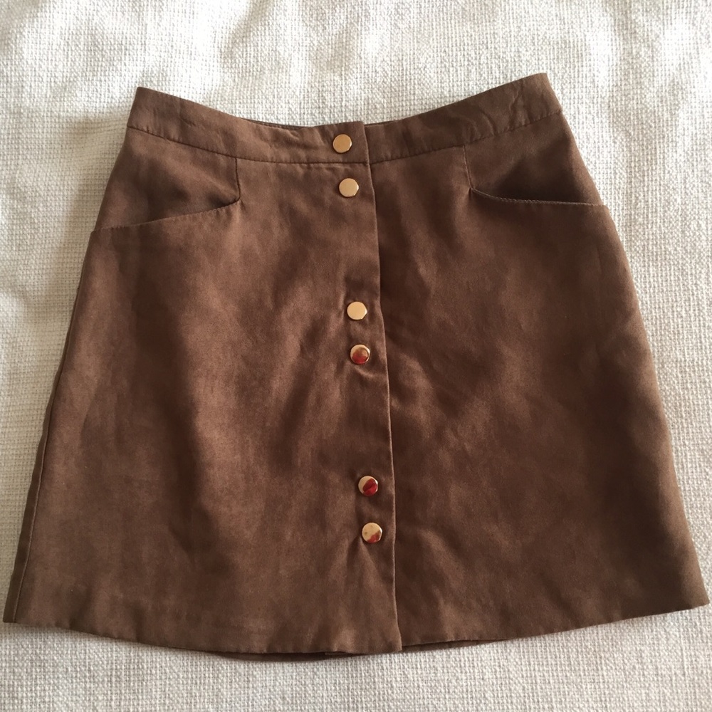 Suede A-Line Skirt